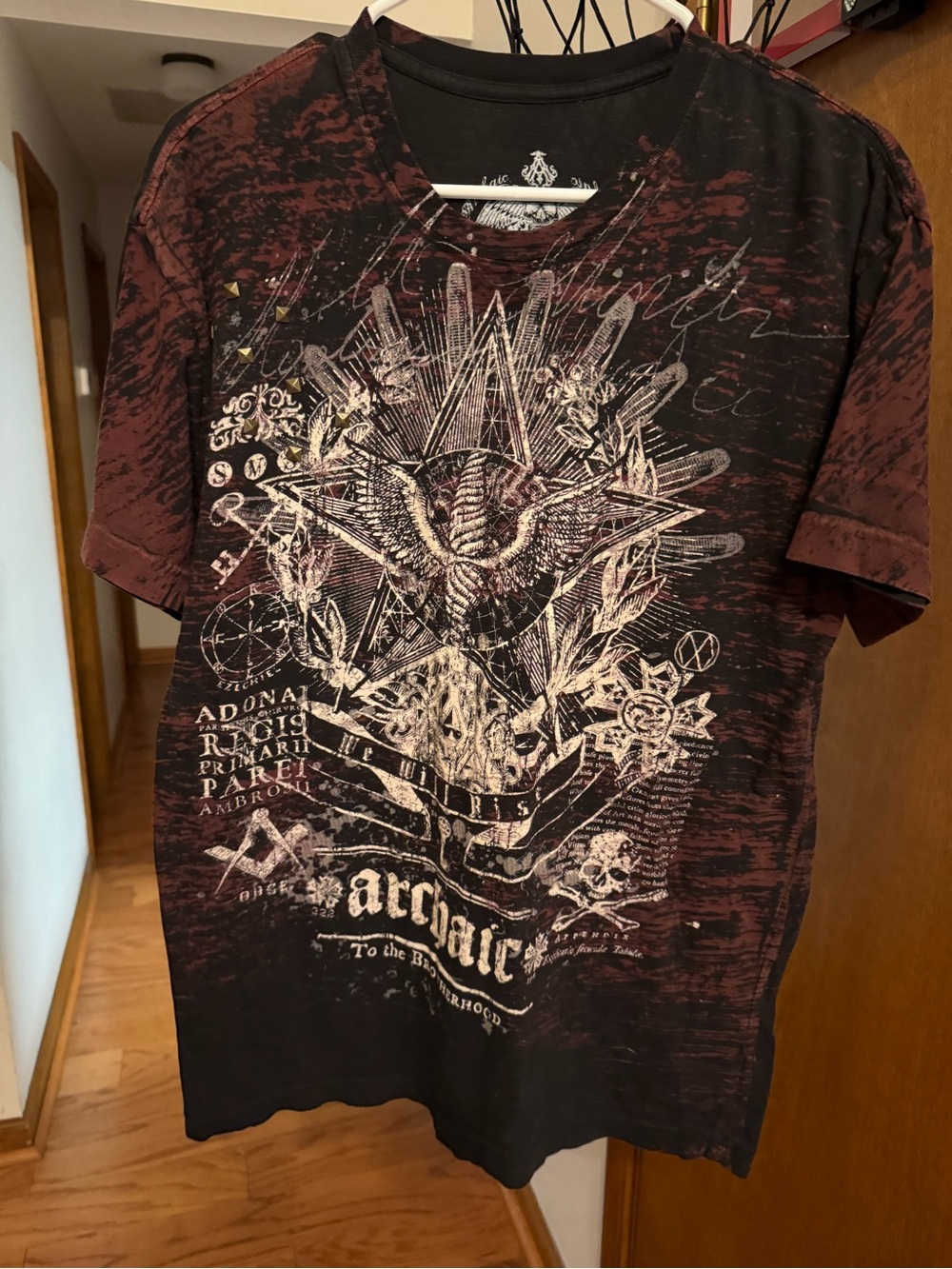 Archaic Black and Burgundy Graphic Short Sleeve Tee